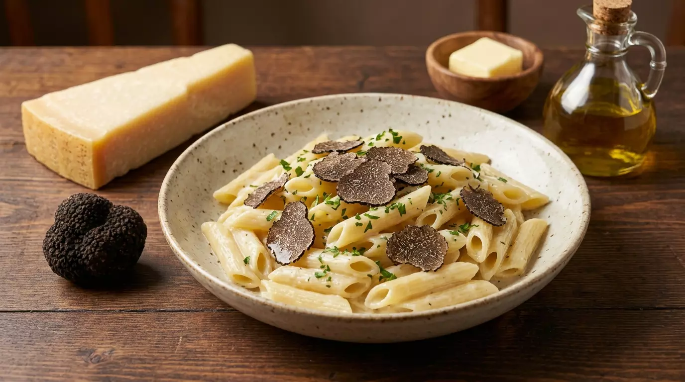 Penne bianche al tartufo nero